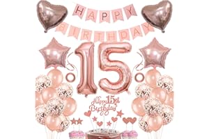 JRZYHI Deko Rosegold Geburtstag 15 Jahre Mädchen Tortendeko Geschenk