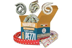 Akitaink Set 6 Paraspifferi in cotone, paraspifferi sottoporta, Parafreddo Imbottiti per Porte e Finestre, 120 cm, Made in Italy - Risparmio Energetico e Protezione Completa