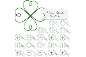 Hotop 20 Stück Glücksbringer Vierblättriges Kleeblatt Geschenke für Kollegen Mitarbeiter Team Gastgeschenk Kleines Glücksklee Mitbringsel Abschiedsgeschenke Dankeschön für Weihnachten Firmung