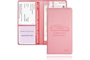 HIIXHC Car Registration and Insurance Card Holder Leather Glove Box Documents Paperwork Wallet Organizer for ID Card Driving License Important Contact Information Cards - Men and Women