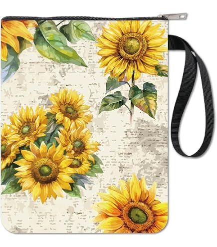 NICENEEDED Book Pouch With Butterfly And Sunflower Design Front Pocket...