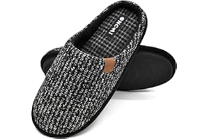 ONCAI Mens Slippers Memory Foam Slippers Slip On Warm Fluffy House Indoor/Outdoor Shoes With Anti-skid Sole