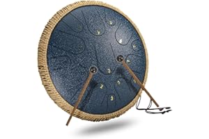 CZSMART Zungentrommel 15 Tone 14 Zoll,Ätherische D-Dur Trommel Stahl Zunge Schlagzeuger Scheibentrommel Percussion Instrument Tragetasche Note Sticks für Meditation Yoga Zazen Klangheilung