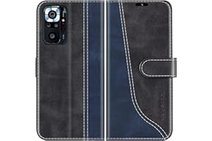 Mulbess Funda para Xiaomi Redmi Note 10 Pro, Funda Libro Protectora Carcasas TPU, Ranura para Tarjeta, Cierre Magnético, Elegante Negro