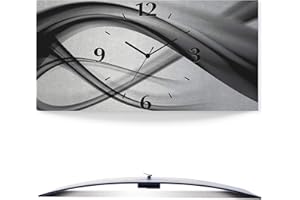 ‎ARTLAND ARTLAND Wanduhr ohne Tickgeräusche Alu Quarzuhr 60x30 cm Eckig Lautlos 3D Design Welle Abstrakt Modern Kreativ Ausgefallen S7KQ