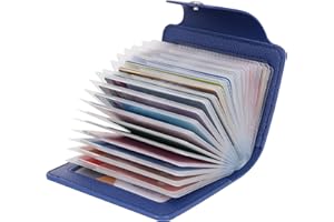 IHIGOGOFA Tarjeteros para Tarjetas de Credito Mujer y Hombre - 40 Ranuras para Tarjetas 2 Ventana de Identificación (Azul)