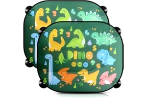 CUIDONGSHENG Parasole Auto Bambini Anti-UV,2 Pezzi Universale Parasole per Auto 44 x 35 cm,Tendine Parasole Finestrini Laterali con 8 Ventosa,Dinosauri Parasole Auto Parabrezza
