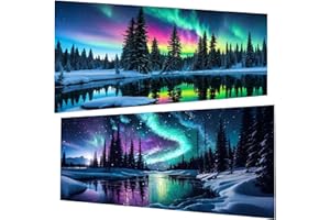 PUJEKNM 2 Stück Diamond Painting (30x60 cm), 5D Diamant Painting Erwachsene, DIY Aurora Diamant Art Bilder Groß Set für Wohnzimmer Schlafzimmer Wand Dekoration Geschenke (2er set)