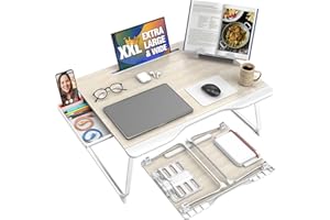 COOPER CASES Cooper Mega Table Plus [Premium XXL Extra Large] Laptop Lap Desk & Book Stand | Multifunctional Foldable Lap Desk, Laptop Desk for Bed, Portable Desk, Laptop Pad, Lapdesk Laptop Lap Tray (White Oak)