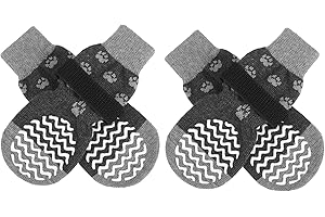 EXPAWLORER beidseitige Hundesocken Anti-Rutsch - weicher und atmungsaktiver Pfotenschutz für Alle Hunde mit verstellbaren Riemen, Bessere Traktionskontrolle für Innenraum, Holzasche L