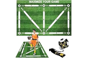 BOSTAR Alfombra de Entrenamiento de Fútbol 90 * 60cm Tapete de Entrenamiento para Fútbol Antideslizante Silenciosa con Cinturón Ajustable para Aficionados al Fútbol Principiantes y Juniors