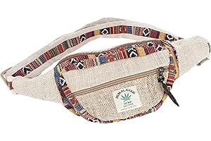 GURU-SHOP GURU SHOP Práctica Riñonera de Cáñamo, Riñonera étnica, Bolso Lateral - Natural, Unisex - Adultos, Elcáñamo, 30x20 cm, Bolsas Laterales Mochilas Para el Trasero