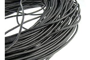esnado Cordon en cuir rond - 4 mm - Longueur : 5 m - Noir - Pour la fabrication de bijoux, les projets de bricolage et les loisirs créatifs