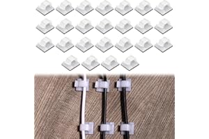 BAOSROY Clips Câble Organisateur Bureau,25pcs Attache Cable Adhesif,Clips Câble Adhésif,Rangement Accroche Cable Fixation Auto Collant,Rangement Cordon Serre-Câbles,Gestion Câble Support Organiseur de Fils