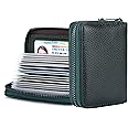 Genuine Leather Credit Card Holder Wallet RFID Blocking Secure Card Case ID Case Organizer Zipper Wallet, A-Army Green, Classical