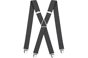 PIERROT Bretelles Homme Larges Made in France - Elastique Ultra Résistant & 4 Clips Extra Fort en X - Taille Ajustable Jusqu’à 130cm - Garantie à Vie - Fabrication Artisanale