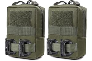 TANSOLE TAN SOLE 2er gürteltasche Herren kleine molle Taktische Tasche für Handy Werkzeug zubehör kellnertasche EDC Pouch Waist Bag und Zwei Patches Klett (Olive-grün)