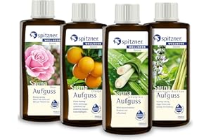 Spitzner esencia para saunas Mente libre: Hierba de limón, Naranja, Rosa y Hierba de limón-Albahaca (4 x 190 ml)