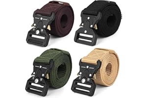 zrfgbxim 4 Pcs Cinturones Hombre Trabajo, Cinturón Táctico, 125 cm Cinturón de Trabajo Hombre, Cinturon Tactico Hombre Unisex Ajustable para Pantalones de Servicios Bomberos Tácticos (4 Colores)