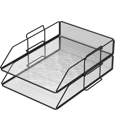 TSDRBWO Porte-revues Métallique - 2 Compartiments Verticaux - Avec Poignée - Dimensions 17x27x29,5 Cm - Organiseur De Bureau Noir