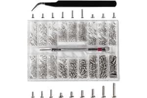 Lyeteung 500 Pezzi 18 Misure M1.2/M1.4/M2 Kit di Micro viti di Riparazione, Viti di Riparazione Micro, Mini Viti Kit, con Cacciavite e Pinzett, per Occhiali, Laptop, Orologi, Argento