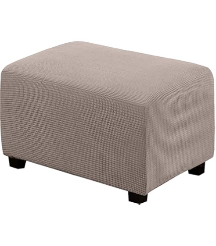 Copri Pouf Rettangolare Elasticizzato - Fodera Lavabile Per Ottomano Jacquard Seersucker - Foto 11