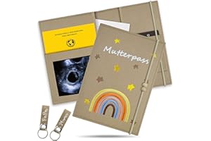 Aufisi Mutterpass Schutzhülle, Filzhülle mit Fächern für Versicherungskarten fur Ultraschallbilder Aufbewahren, Impfpass, mit 2 Schlüsselanhänger Mutterpasshülle Personalisiert, Khaki