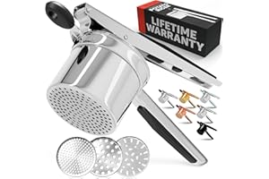 PRIORITY CHEF PriorityChef Large 15oz Potato Ricer With 3 Discs, Heavy Duty Stainless Steel Potato Ricer for Mashed Potatoes, Potato Masher, Press and Ricer Kitchen Tool, Black