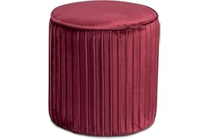 Norbe | Pouf Poggiapiedi Velluto Cilindro Sgabello a Coste Poggiapiedi Scrivania Toeletta Trucco Poltroncina Bimbi Da Camera o Salotto poggia piedi Comodino poltrona Flu (Vinaccia Small)