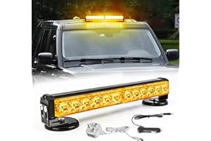 ROUTEKING Wireless Battery Traffic Advisor Emergency Lights Bar Beacon Led Strobe Warning Light Roof Top Hazard Flash with Magnetic Base Mount and 12V Rechargeable Plug (Amber)