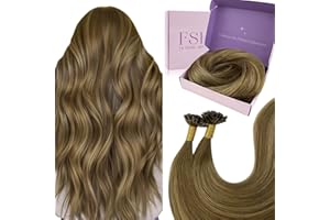 Fshine Cheratina Extension Veri 50CM 50g Keratin Extension Lisci Capelli Extension Color 4 Castano Scuro Balayage 27 Biondo Fragola E 4 Marrone Scuro Pre Bonded Capelli 1g/ciocca Extension Remy Hair