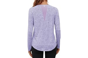 Gyabnw Camiseta Deportiva Mujer Camisa de Manga Larga con Cuello Redondo para Fitness Yoga Correr y Pilates