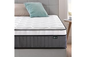 Zinus Double Memory Foam Mattress & Pocket Spring - 4ft6 (135 x 190 cm) - 10'' Height - Medium Firmness - Skin -friendly Hybrid Mattress - Orthopaedic Support - OEKO-TEX Certified - Designed in UK
