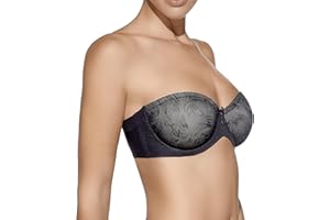 Selene, Sujetador Mujer de Banda Alta, con Aros y Copas Decoradas, Sin Tirantes y Sin Relleno, Colección Sandra