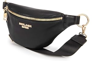 Berliner Bags Premium Sac Banane Mona M en Cuir, Fanny Pack pour Femmes et Hommes - Noir/Or