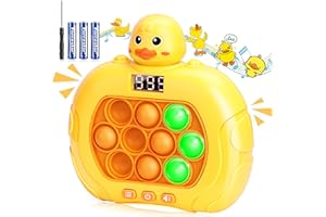 VOFOLEN Upgraded Pop It Game Fidget Toys with LED Screen for Kids 3-12 for Boys and Girls Light Up Music Funny Toys Whack a Mole Game Handheld Machine Quick Push Bubble Stress Toys (Batteries Included)(Duck)