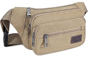UBORSE Bumbag Waist Fanny Pack Casual Waist Bag Canvas Men Women Waist Belt Outdoor Hiking, Running, Travel