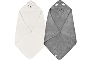 AsyinXson Baby Handtücher Kapuze, 2 kapuzenhandtuch Baby, Waschlappen Baby, Weich Und Bequem, Starke Wasseraufnahme, Antibakteriell, Halten Sie das Baby Warm und Trocken (80 x 80cm)
