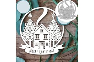 FCLILY@JJ Christmas House Tree Metal Die Cuts, Merry Christmas Flower Leaf Star Bowtie Cutting Dies Cut Stencils for DIY Scrapbooking Album Decorative Embossing Paper Dies Card Making