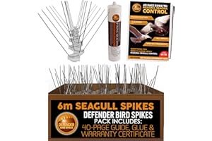 DEFENDER BIRD SPIKES Defender Seagull Spikes Pack | 6 m | Glue | Bird Control Guide | Various Size Packs