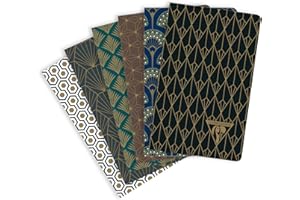 Clairefontaine 192086C Un Carnet Cousu - 7,5x12 cm 48 Pages Lignées Papier Clairefontaine Ivoire 90 g - Couverture Carte Pelliculage Mat Motif Aléatoire - Collection Neo Deco Automne-Hiver