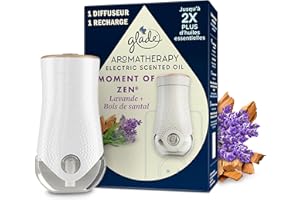 Glade Aromatherapy Electric Scented Oil Difusor eléctrico + Recambio Moment of Zen Perfume Lavanda y Sándalo, 20 ml