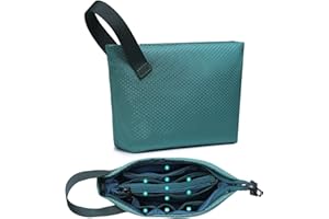 HYZUO Bolsa Organizador Cables Viajes, Tech Pouch Portátil con Asa, Estuche de Accesorios Electrónicos Gadgets, Bolsas Pequeña Organizadora para Cargadores, Cables, Hub USB, Tarjetas, Verde Oscuro