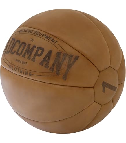 BAY Medizinball 7kg Leder PU - Profi Fitnessball Braun Natur