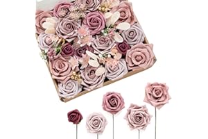 ‎LING'S MOMENT Ling's moment Elegante Staubige Rose Künstliche Blumen für DIY Hochzeitssträuße Tafelaufsätze Arrangements Party Baby Shower Wohndekorationen