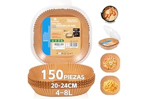 RAYPOW Luftfritteusepapier 20-24 cm, quadratisch, 150 Stück, BPA-frei, Zubehör für Fritteuse ohne Öl, 2 bis 8 Liter