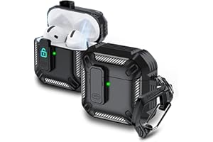 RFUNGUANGO Custodia compatibile con Airpods 4 (2024) con kit di pulizia, clip di blocco di sicurezza e custodia protettiva antiurto per Airpods 4a generazione 2024 rilasciata,Nero