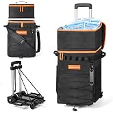 Odoland Thermal Bag Food Carrier Foldable with Wheels and Leakproof Insulation Cooler Bag Isothermal Bag with Trolley All-Ter