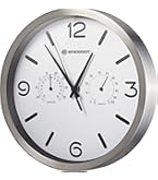 MEBUS QUARZ-WANDUHR MIT Thermometer und Hygrometer/silberner Rahmen/weißes EUR 11,95 - DE
