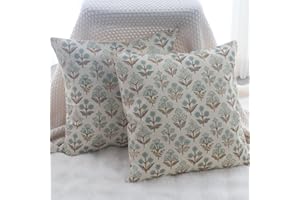 NIULAA Lniana poszewka na poduszkę 45 x 45 cm, brązowe kwiaty, zestaw 2 szt., nowoczesne, kwadratowe, na sofę, do ogrodu, na zewnątrz, przytulne, do salonu, na kanapę, balkon, styl dworkowy